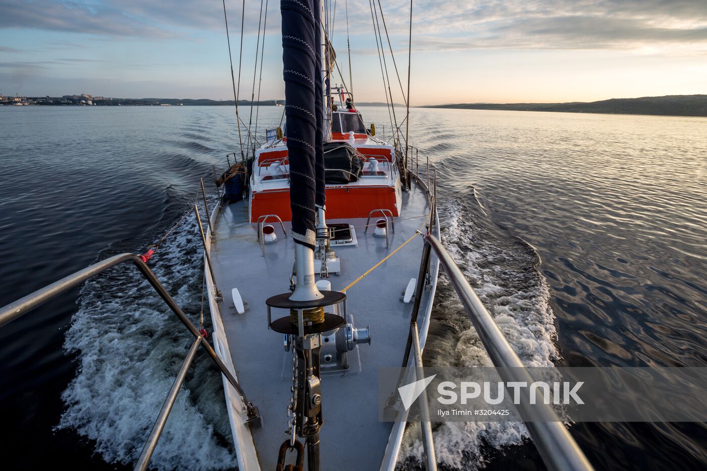 Ships in Kola Bay harbor