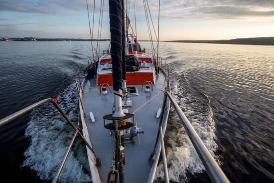 Ships in Kola Bay harbor