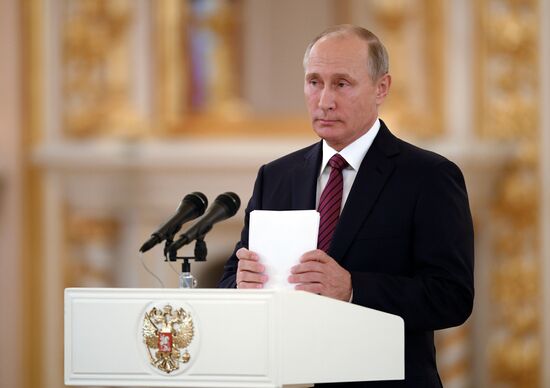 President Vladimir Putin receives credentials of 20 foreign ambassadors