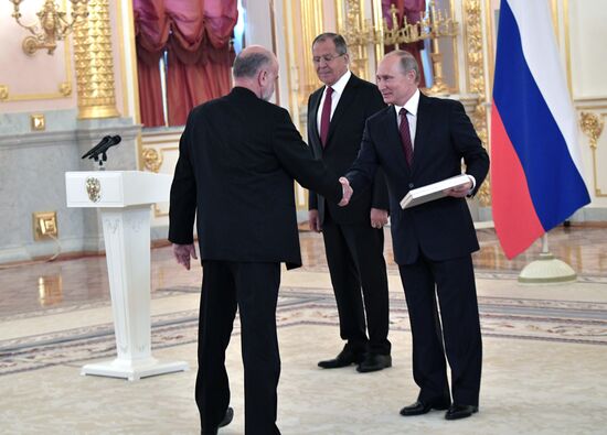 President Vladimir Putin receives credentials of 20 foreign ambassadors