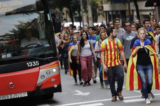 General strike in Barcelona in support of Catalan independence referendum