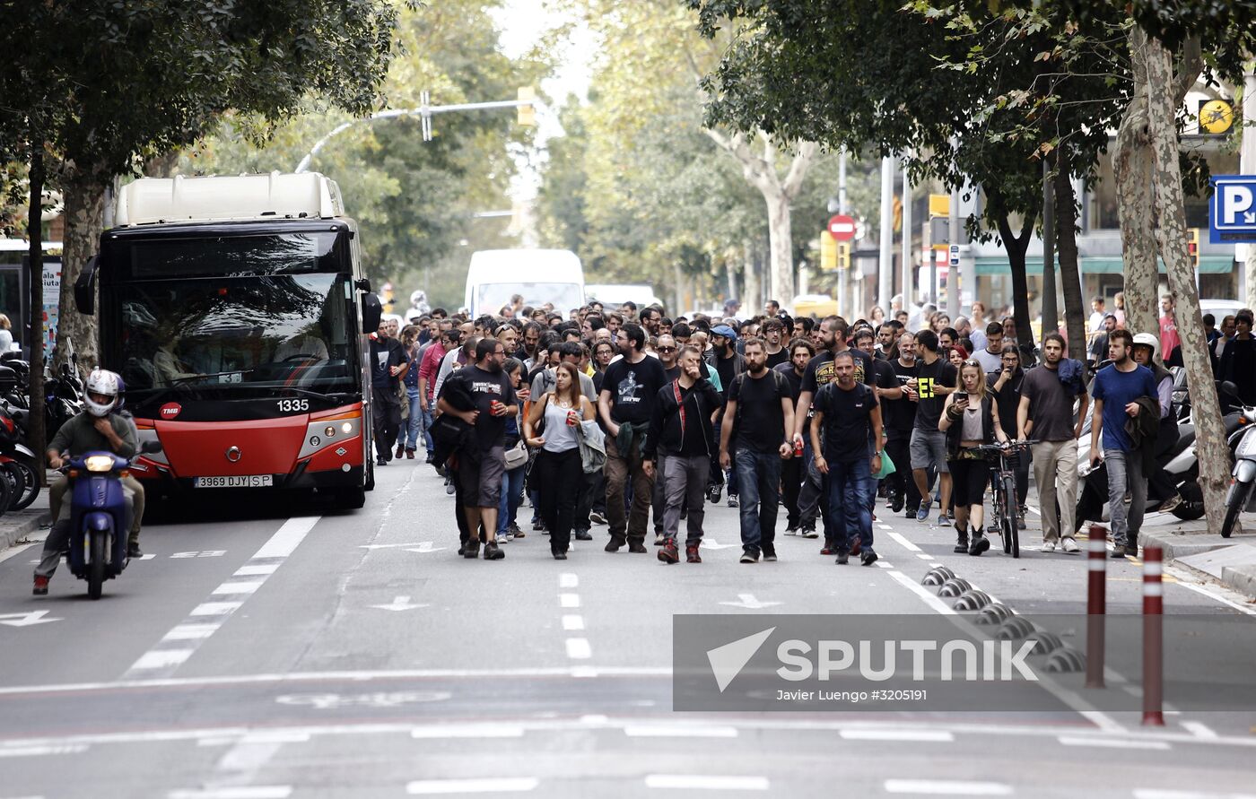 General strike in Barcelona in support of Catalan independence referendum