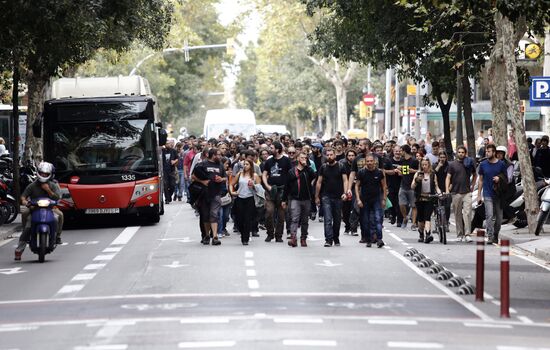 General strike in Barcelona in support of Catalan independence referendum