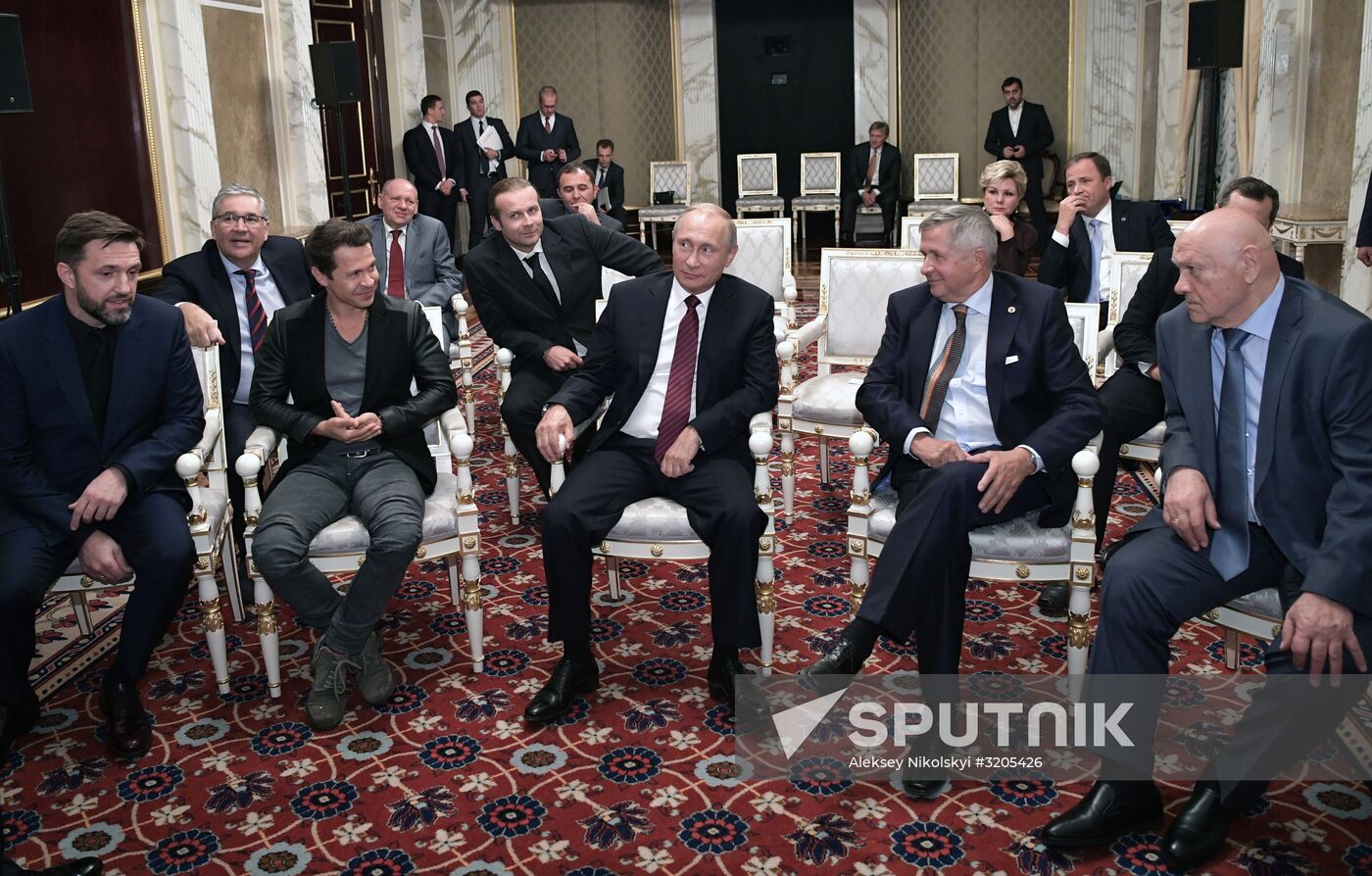 President Vladimir Putin meets with Salyut-7 cast and crew