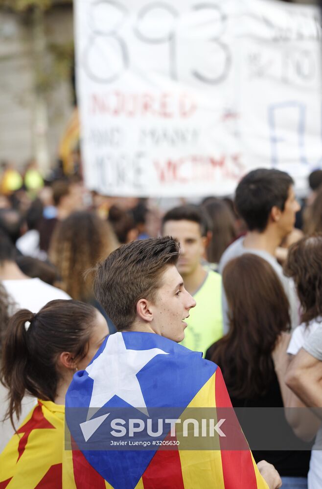 General strike in Barcelona in support of Catalan independence referendum