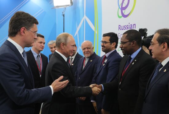 President Vladimir Putin attends Russian Energy Week International Forum