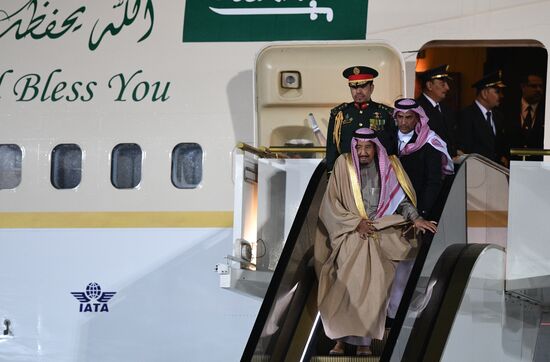 King of Saudi Arabia Salman bin Abdulaziz Al Saud arrives in Moscow