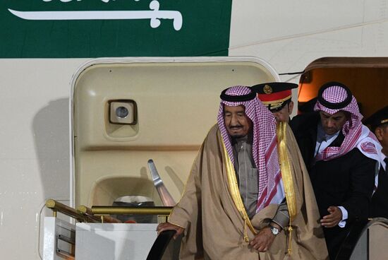King of Saudi Arabia Salman bin Abdulaziz Al Saud arrives in Moscow