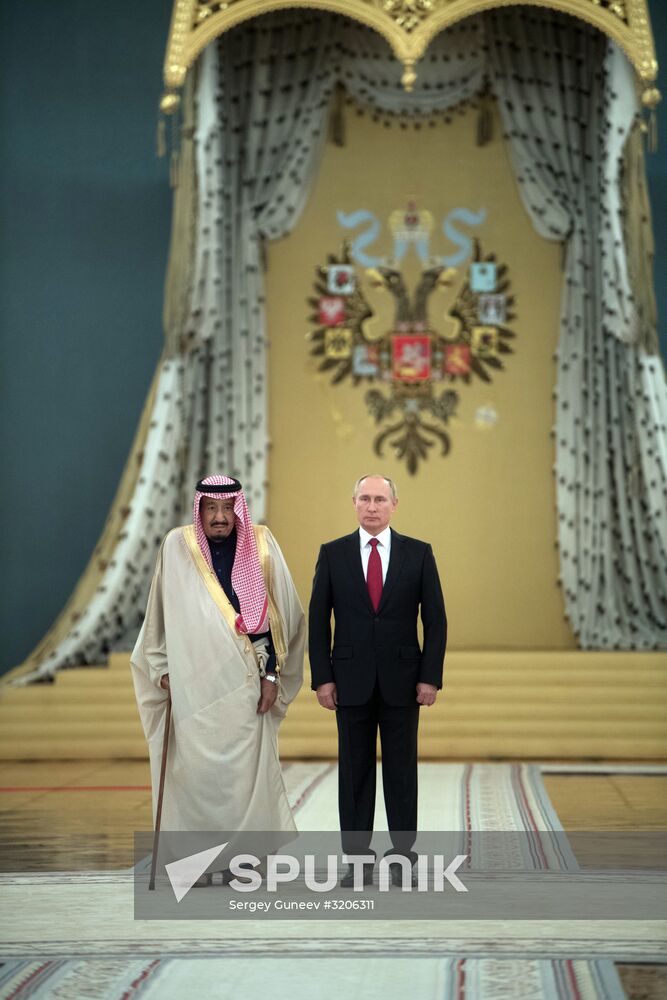 Russian President Vladimir Putin's talks with King Salman bin Abdulaziz Al Saud of Saudi Arabia