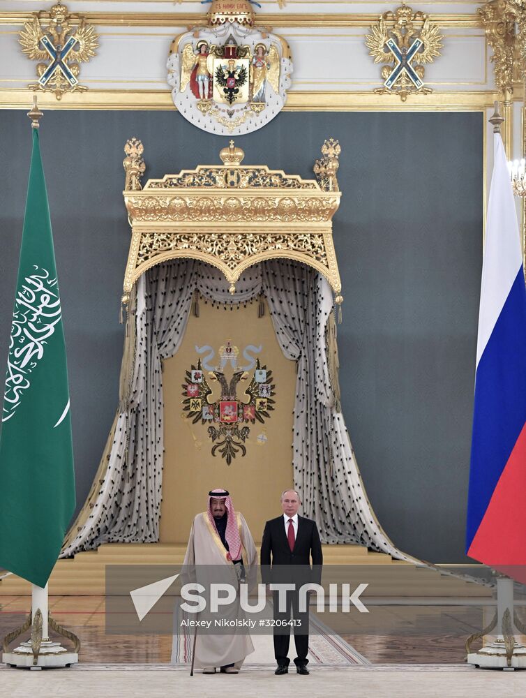 Russian President Vladimir Putin's talks with King Salman bin Abdulaziz Al Saud of Saudi Arabia