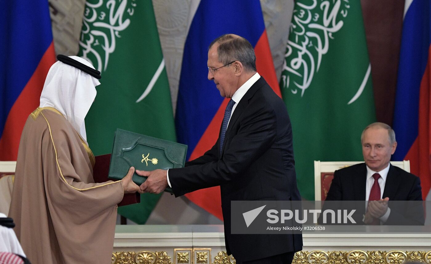 Russian President Vladimir Putin's talks with King Salman bin Abdulaziz Al Saud of Saudi Arabia