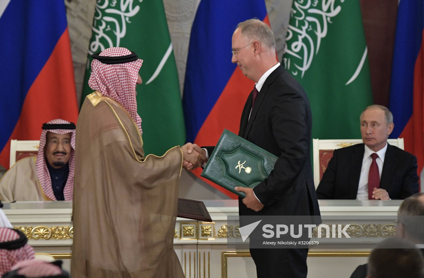 Russian President Vladimir Putin's talks with King Salman bin Abdulaziz Al Saud of Saudi Arabia