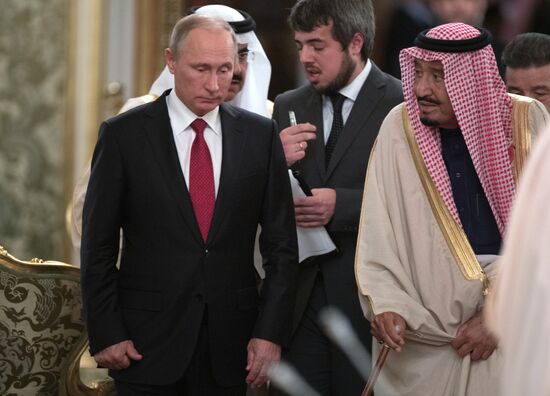 Russian Presdient Vladimir Putin's talks with King Salman bin Abdulaziz Al Saud of Saudi Arabia