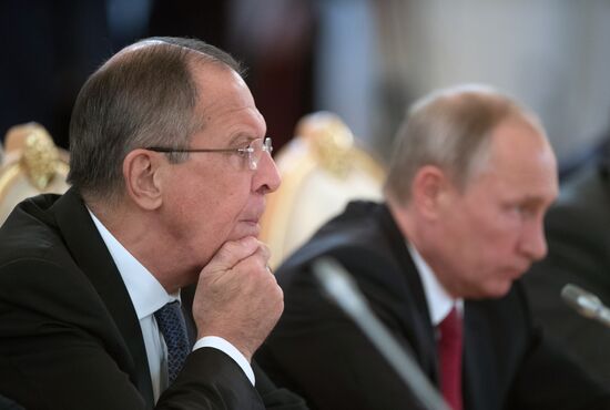 Russian President Vladimir Putin holds talks with King of Saudi Arabia Salman bin Abdulaziz Al Saud