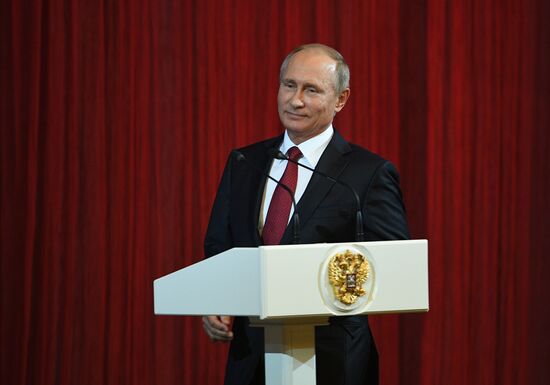 President Vladimir Putin attends gala concert devoted to Teachers' Day
