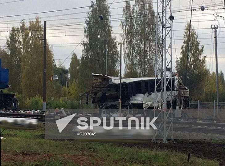 Train collides with bus at railway crossing in Vladimir Region