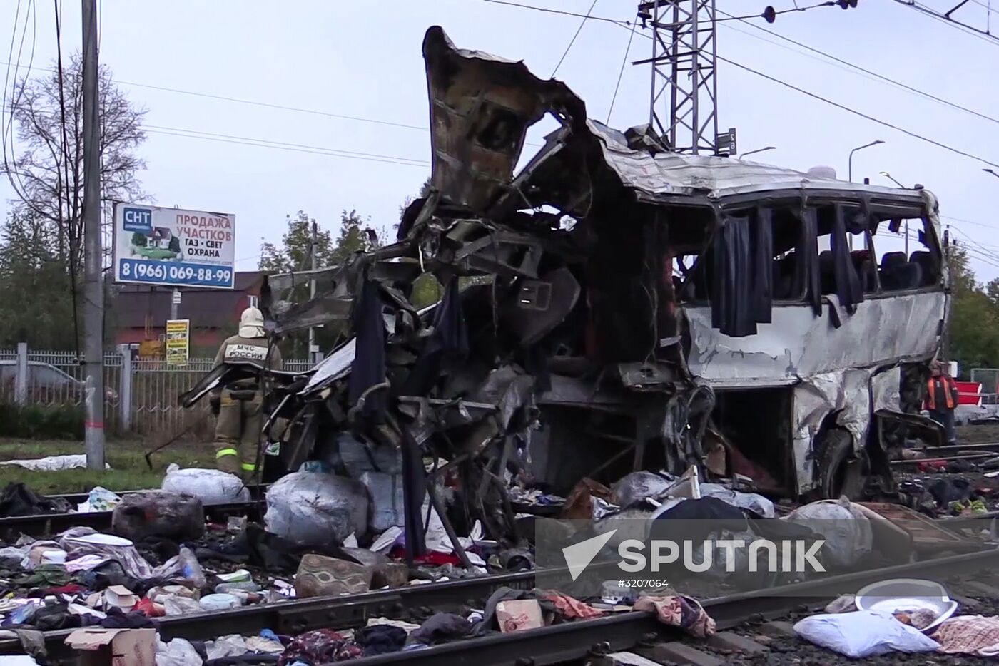 Train collides with bus at railway crossing in Vladimir Region
