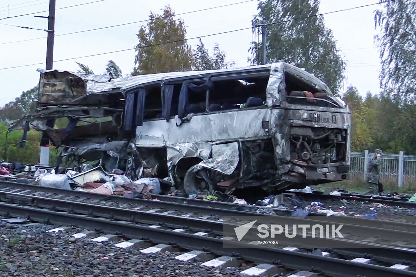 Train collides with bus at railway crossing in Vladimir Region