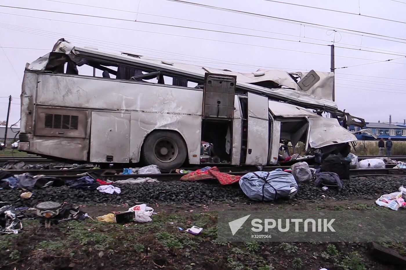 Train collides with bus at railway crossing in Vladimir Region