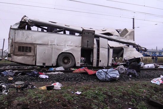 Train collides with bus at railway crossing in Vladimir Region