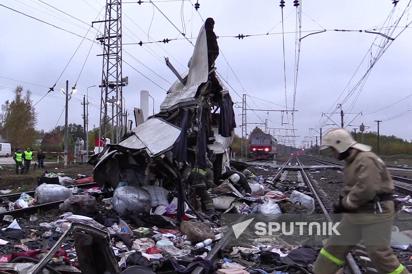 Train collides with bus at railway crossing in Vladimir Region
