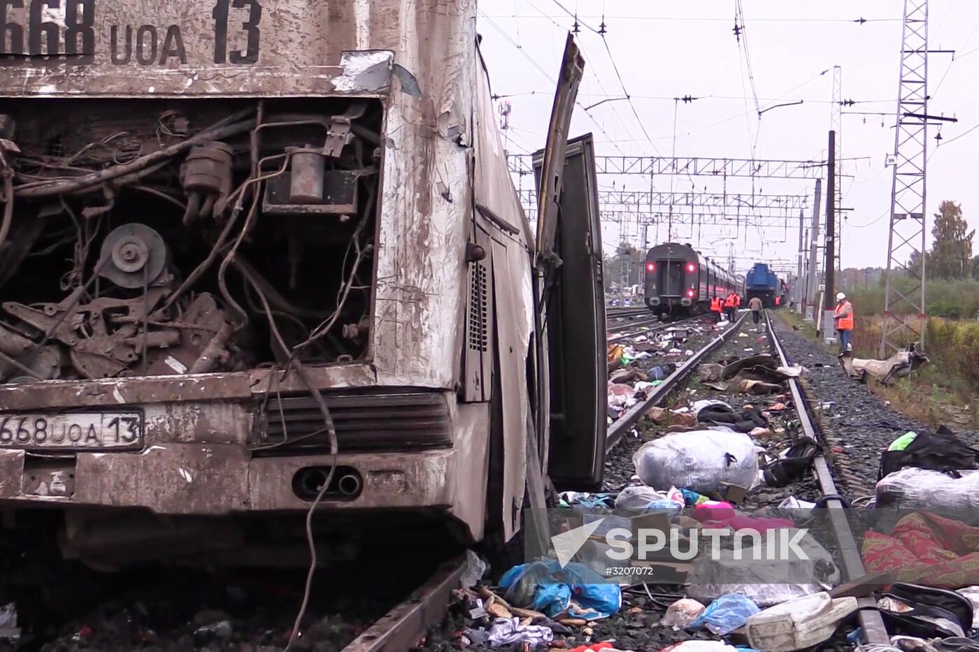 Train collides with bus at railway crossing in Vladimir Region