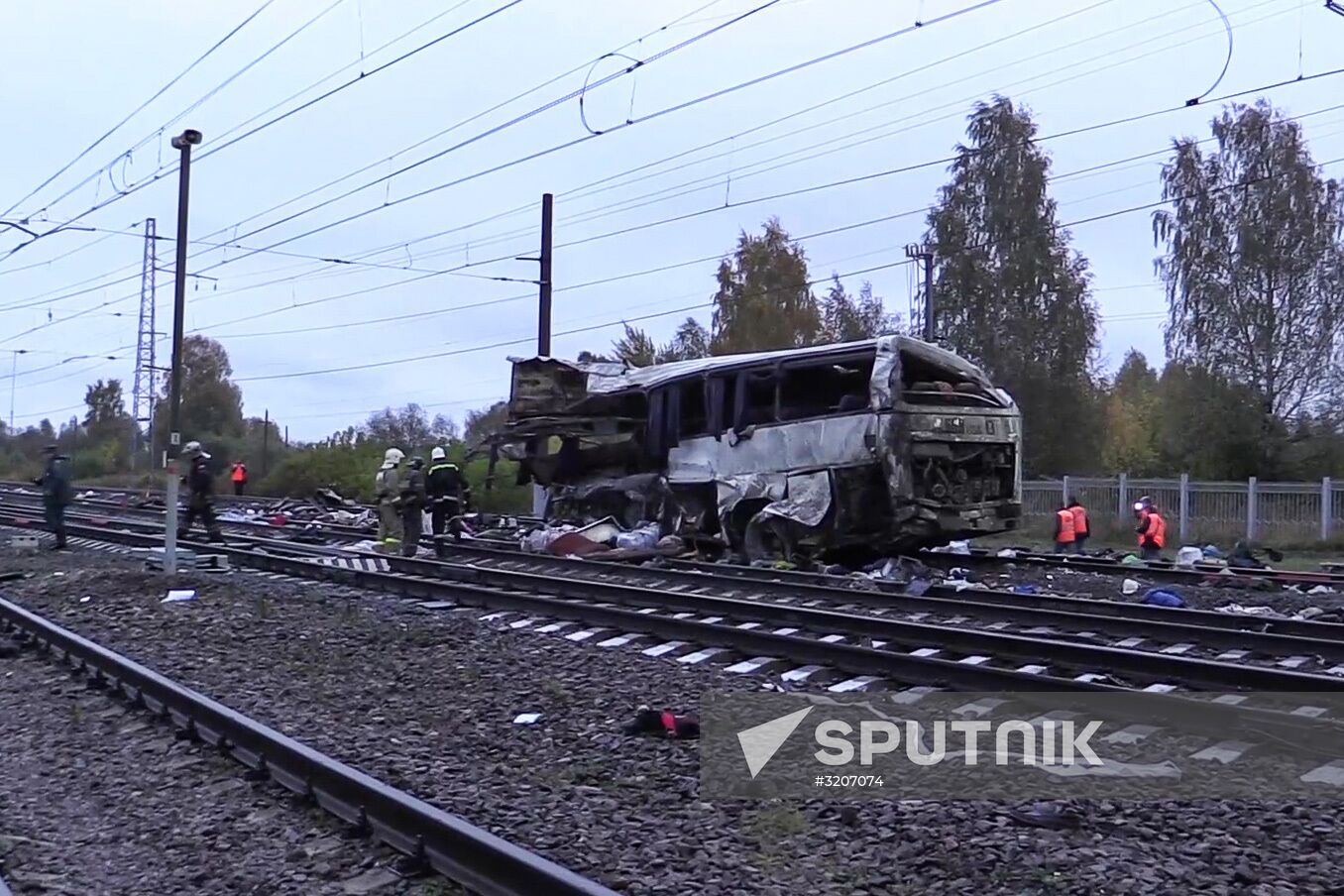 Train collides with bus at railway crossing in Vladimir Region