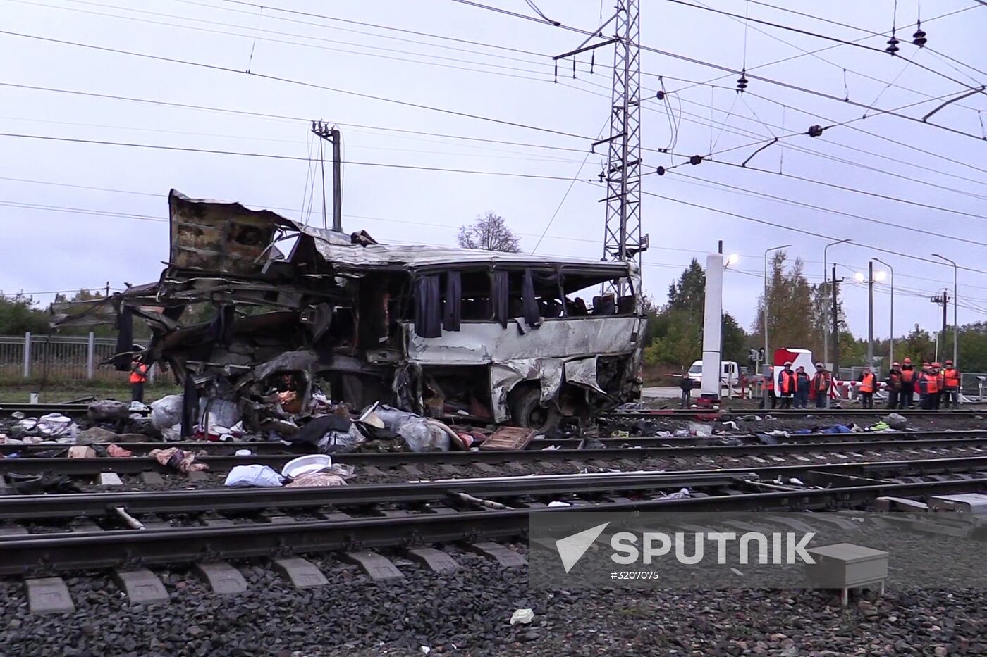 Train collides with bus at railway crossing in Vladimir Region