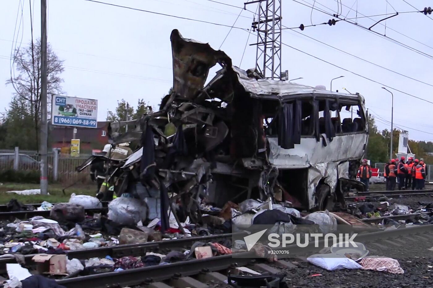 Train collides with bus at railway crossing in Vladimir Region