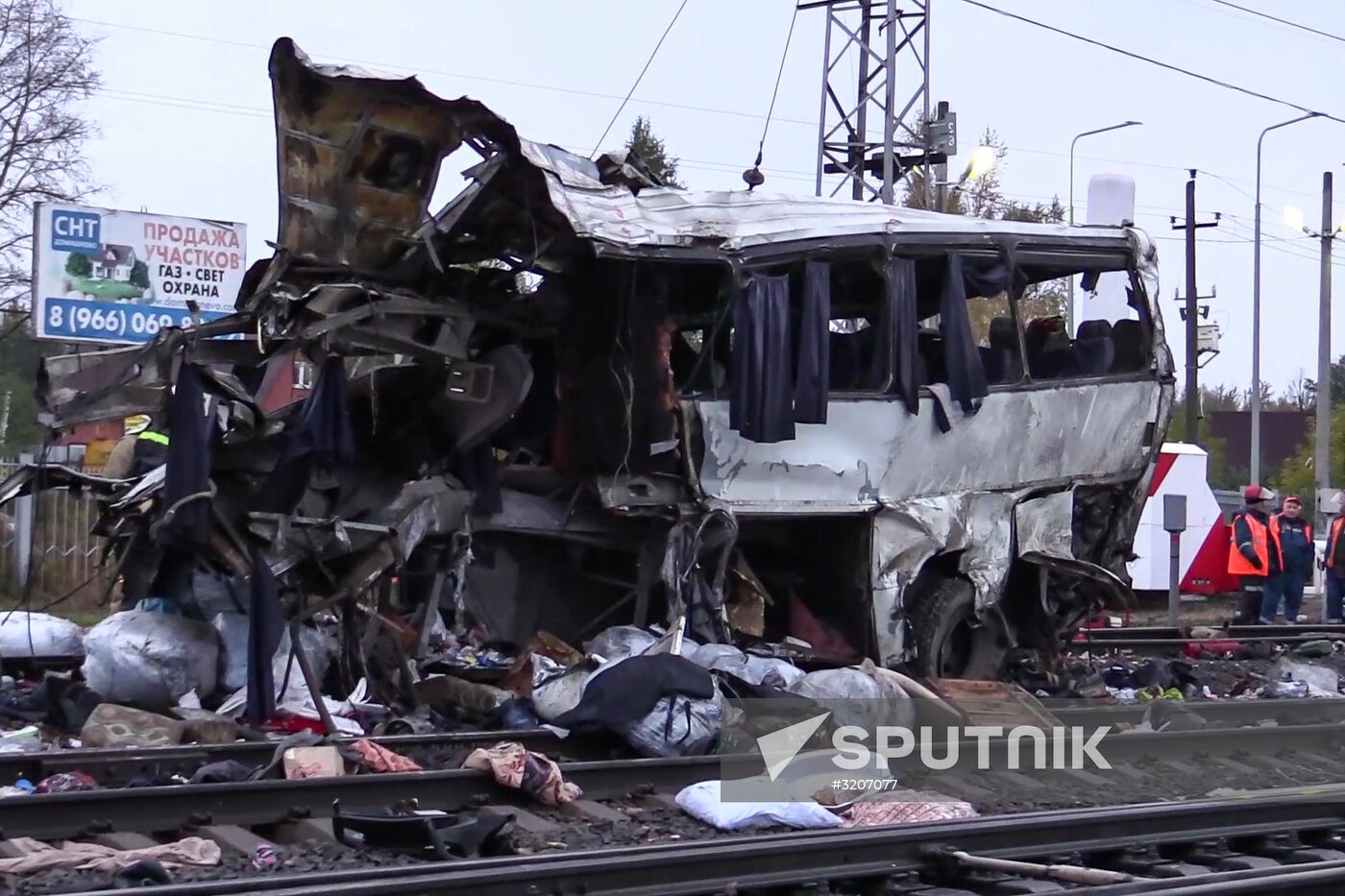 Train collides with bus at railway crossing in Vladimir Region