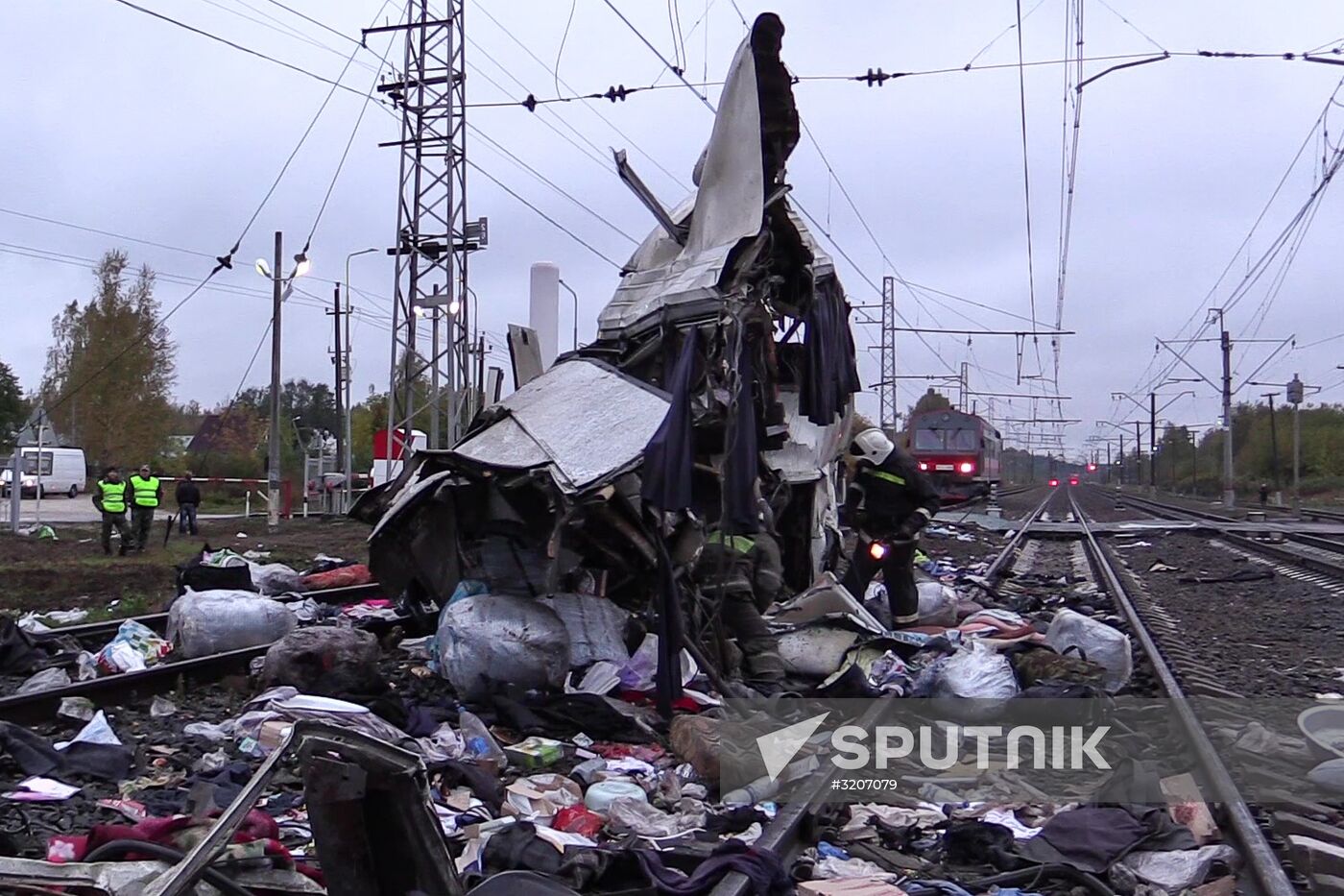 Train collides with bus at railway crossing in Vladimir Region