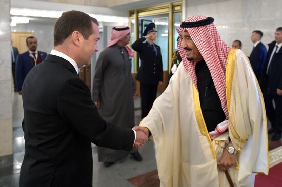 Prime Minister Dmitry Medvedev meets with King of Saudi Arabia Salman bin Abdulaziz Al Saud