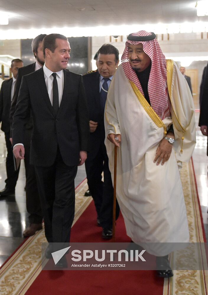 Prime Minister Dmitry Medvedev meets with King of Saudi Arabia Salman bin Abdulaziz Al Saud