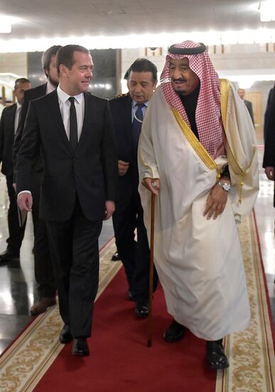Prime Minister Dmitry Medvedev meets with King of Saudi Arabia Salman bin Abdulaziz Al Saud