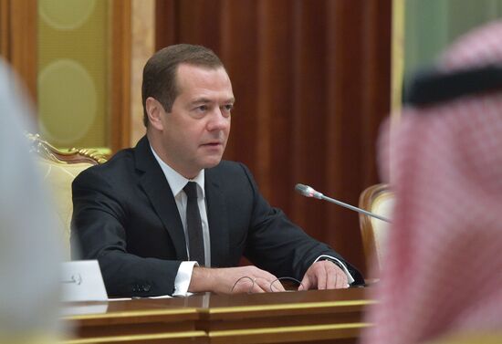 Prime Minister Dmitry Medvedev meets with King of Saudi Arabia Salman bin Abdulaziz Al Saud