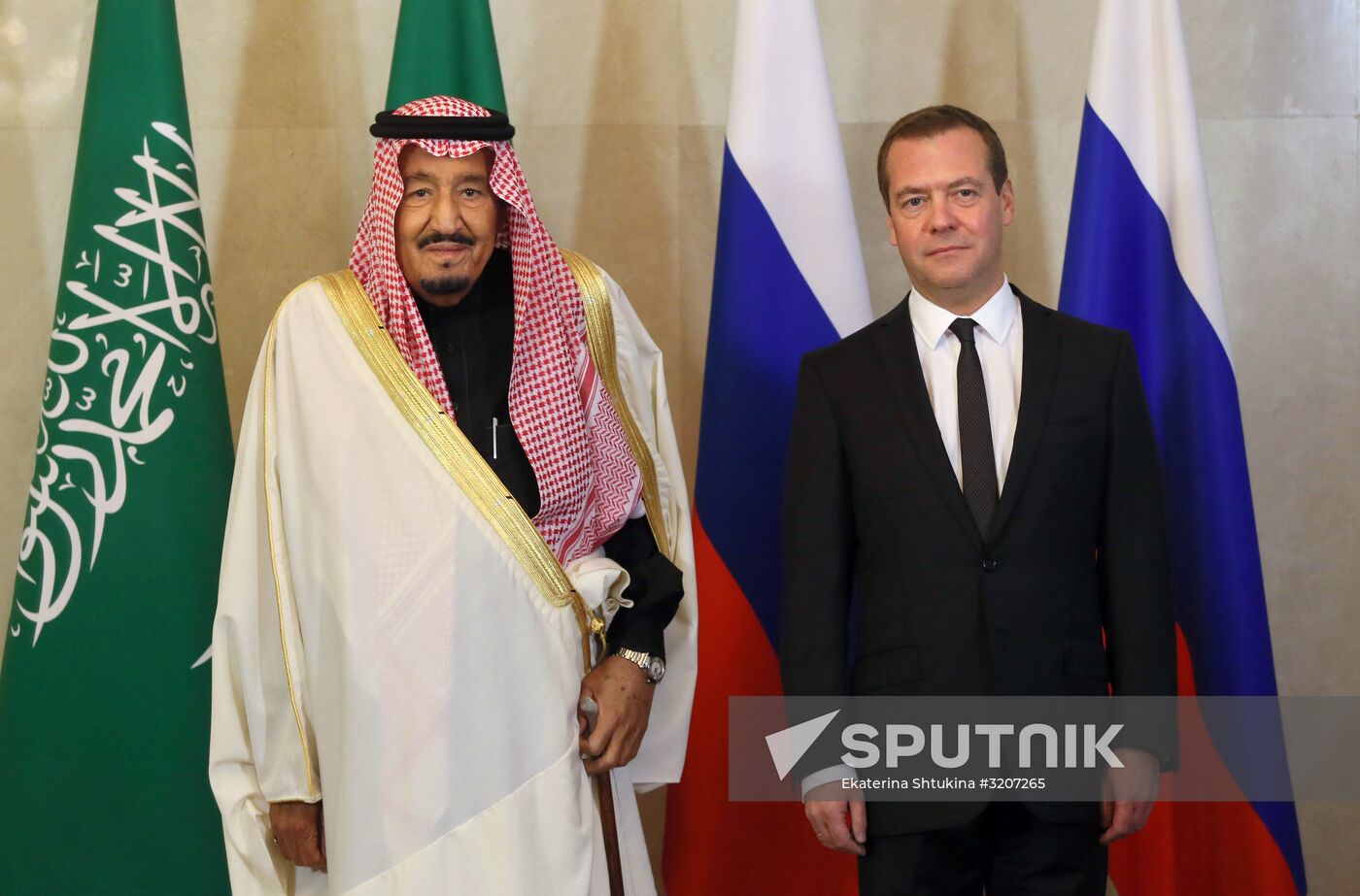 Prime Minister Dmitry Medvedev meets with King of Saudi Arabia Salman bin Abdulaziz Al Saud