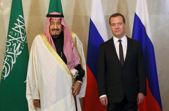 Prime Minister Dmitry Medvedev meets with King of Saudi Arabia Salman bin Abdulaziz Al Saud