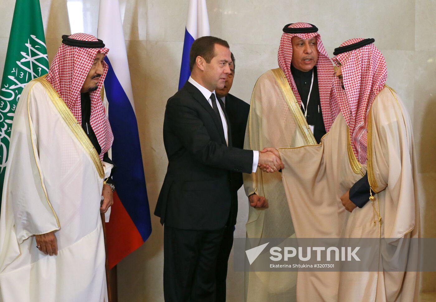 Prime Minister Dmitry Medvedev meets with King of Saudi Arabia Salman bin Abdulaziz Al Saud