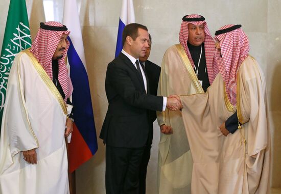 Prime Minister Dmitry Medvedev meets with King of Saudi Arabia Salman bin Abdulaziz Al Saud