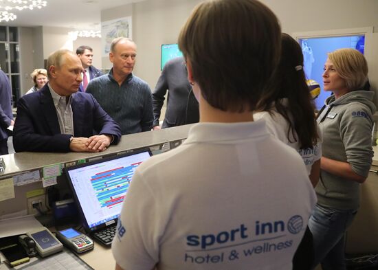 Russian President Vladimir Putin visits Sport Inn complex in Sochi