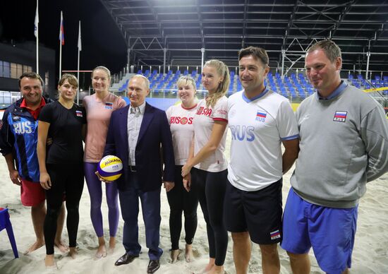 Russian President Vladimir Putin visits Sport Inn complex in Sochi