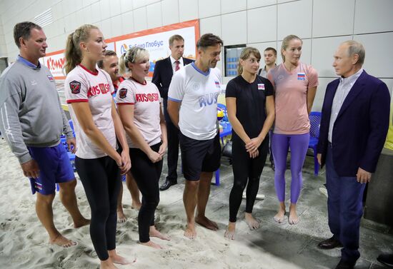 Russian President Vladimir Putin visits Sport Inn complex in Sochi