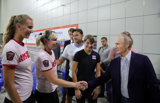 Russian President Vladimir Putin visits Sport Inn complex in Sochi