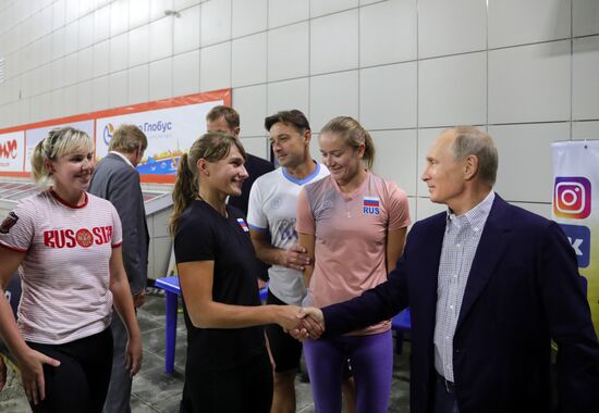 Russian President Vladimir Putin visits Sport Inn complex in Sochi