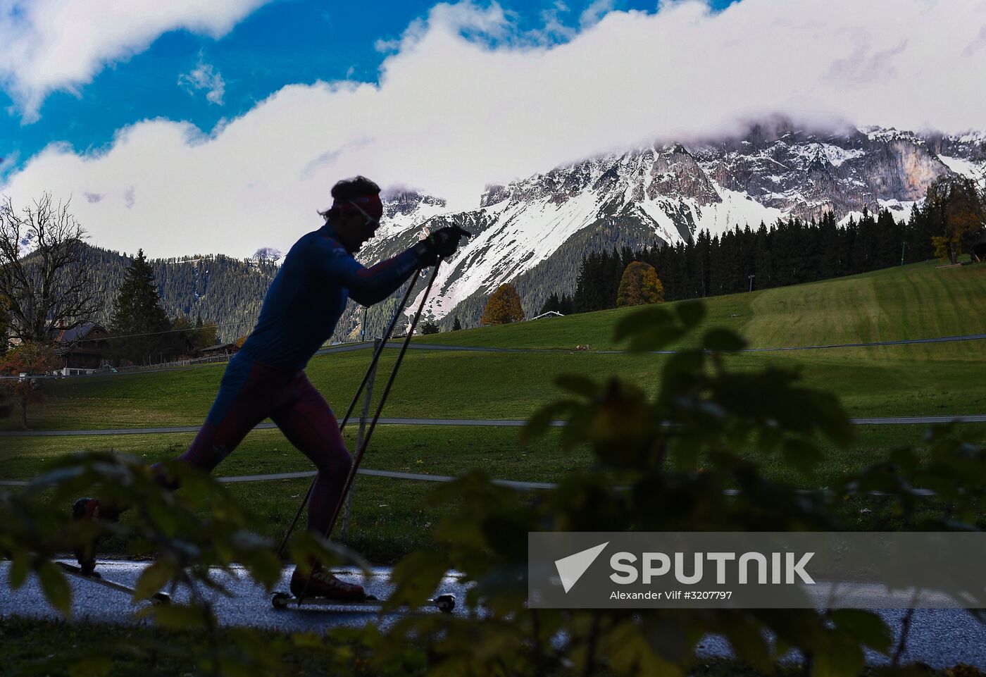 Russian national men's biathlon team on training in Ramsau, Austria