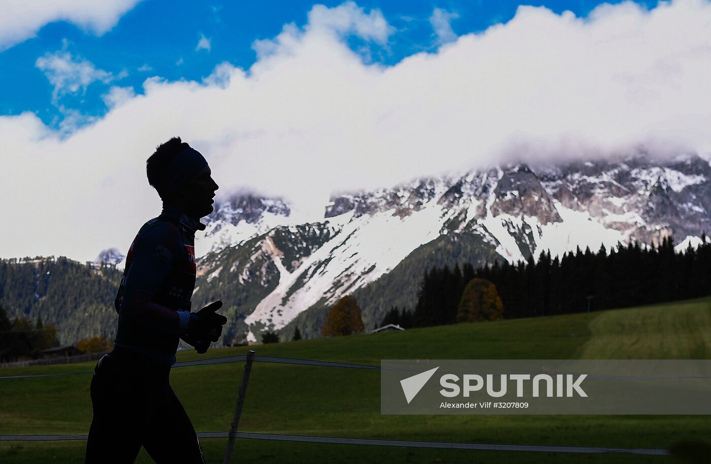 Russian national men's biathlon team on training in Ramsau, Austria