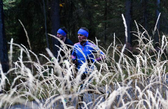 Russian national men's biathlon team on training in Ramsau, Austria