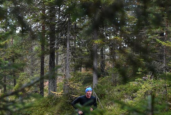 Russian national men's biathlon team on training in Ramsau, Austria
