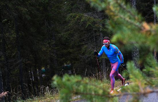 Russian national men's biathlon team on training in Ramsau, Austria