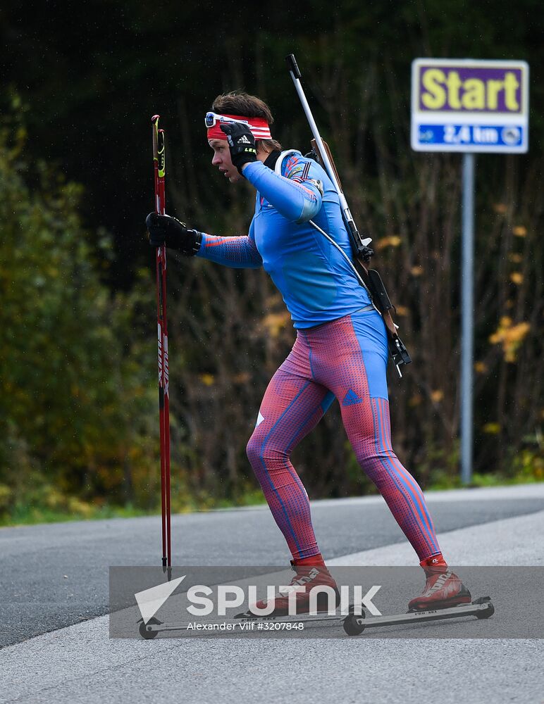 Russian national men's biathlon team on training in Ramsau, Austria